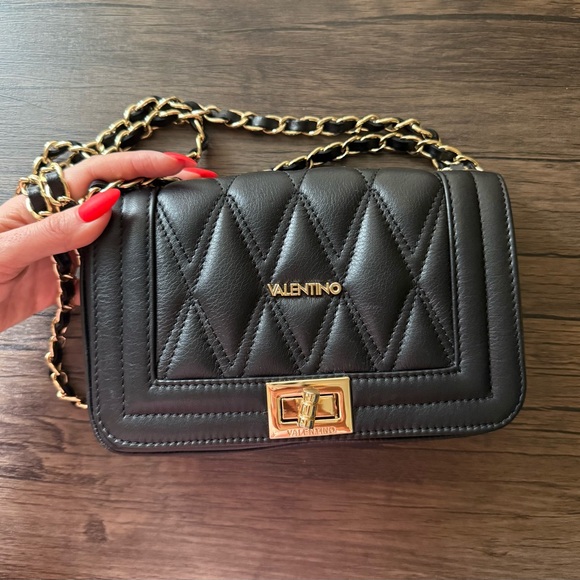 Valentino Black Quilted Leather Chain Bag